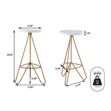 Trinity 30" Modern Industiral Iron Tripod Backless Bar Stool - JONATHAN Y